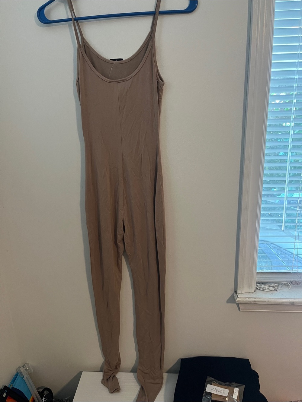 Fashion Nova Taupe Slim-Strap Scoop-Neck Jumpsuit